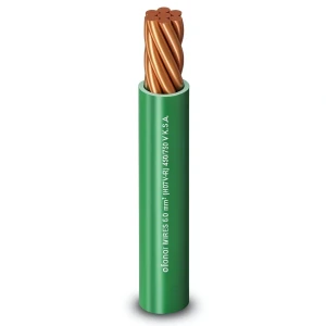 سلك مفرد نحاس مجدول معزول PVC، مساحة 10 ملم²، 450/750 فولت، أخضر | شركة الفنار