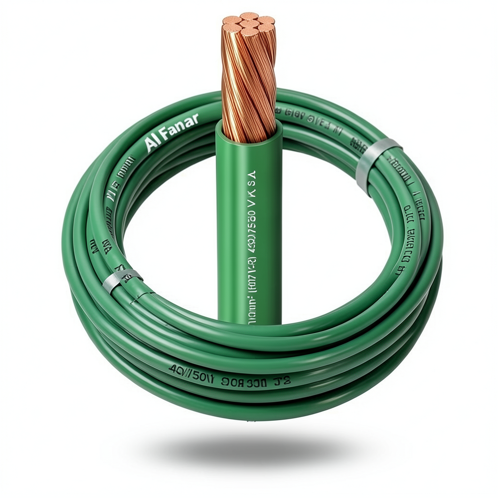 سلك مفرد نحاس مجدول معزول PVC، مقاس 1.5mm، 450/750 فولت، أخضر | شركة الفنار