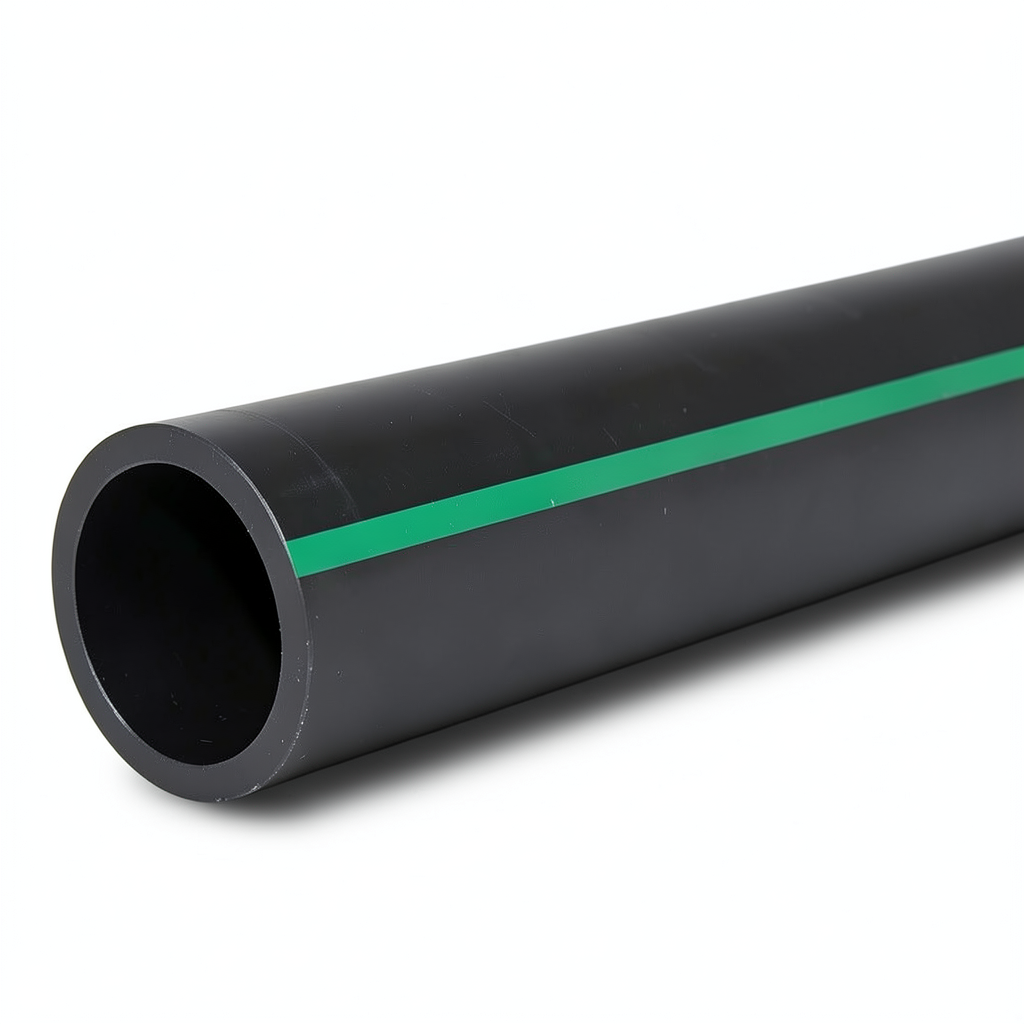 أنابيب بلاستيك HDPE ضغط 4 بار PE 80 قطر خارجي 280 مم SDR 41 أسود مع خطوط خضراء