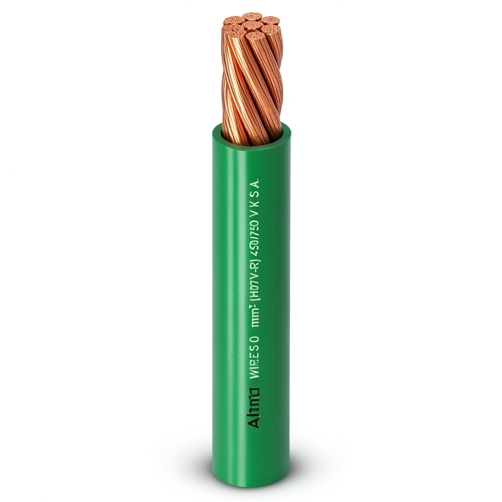 PVC Insulated Stranded Copper Single Electrical Wire 50mm2, 450/750V, Green | Al Fanar