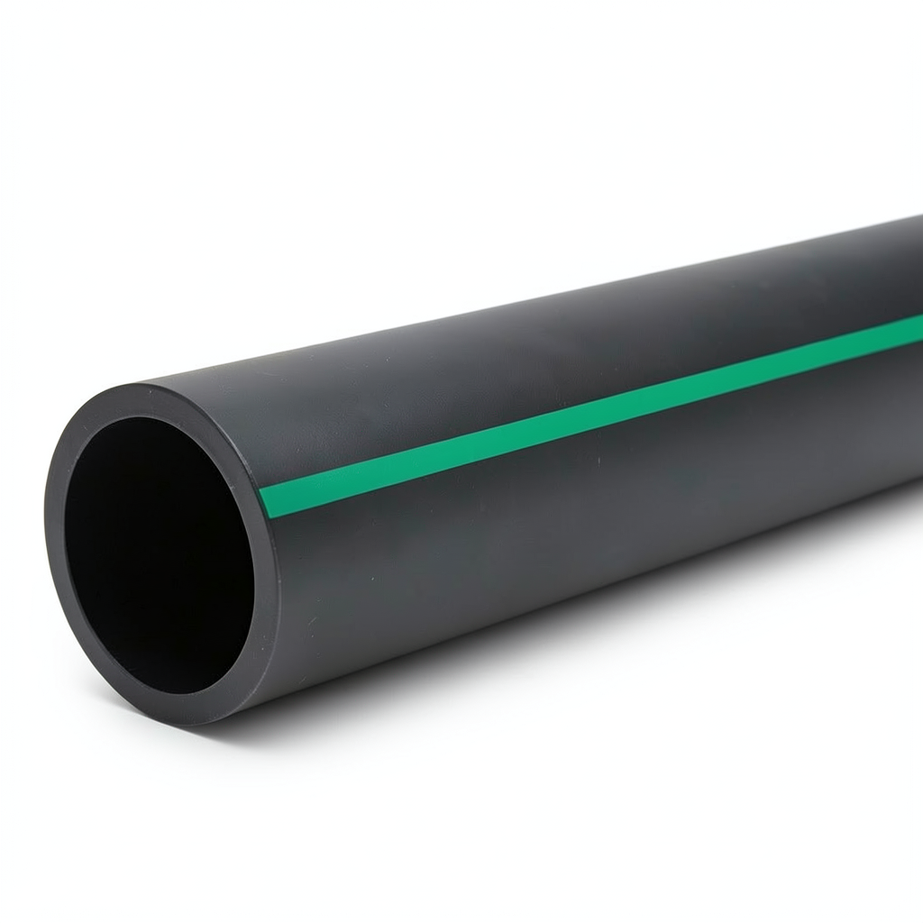 HDPE Polyethylene Pipe PN 4 Bar PE 80 OD 355 mm SDR 41 Black with Green Stripes