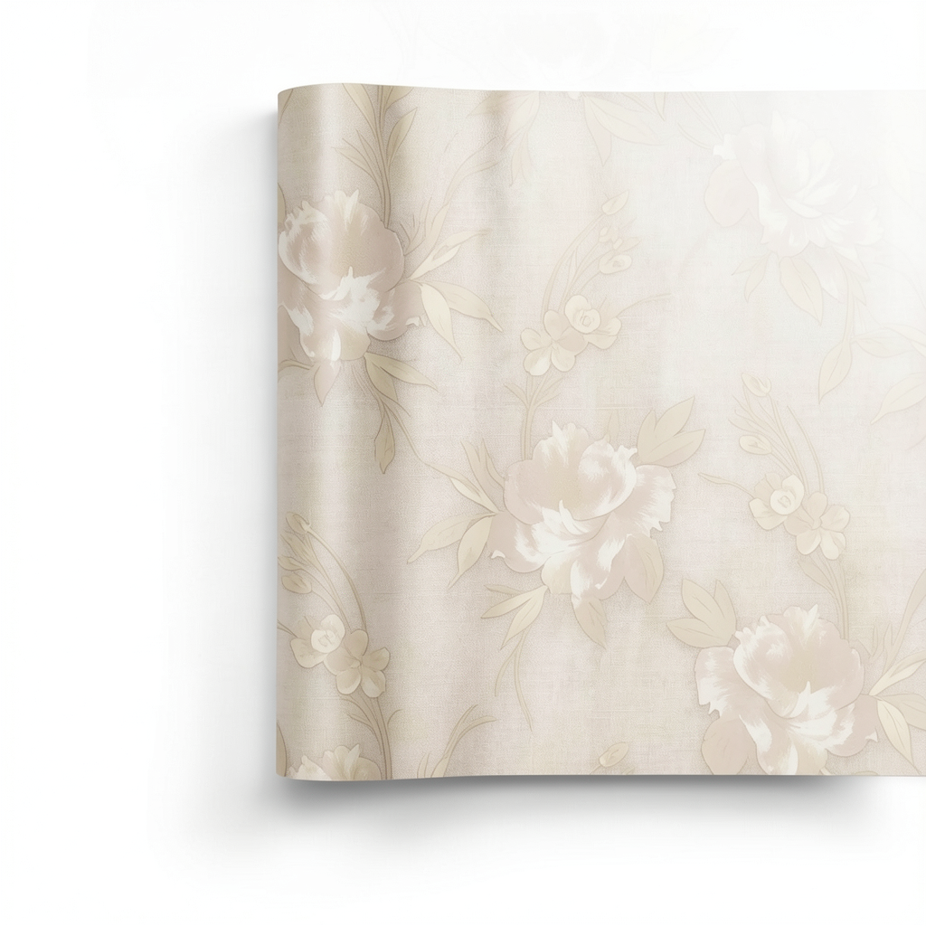 Italian Wallpaper Floral Design Beige Color, Size 10m x 0.73m, Model 81136