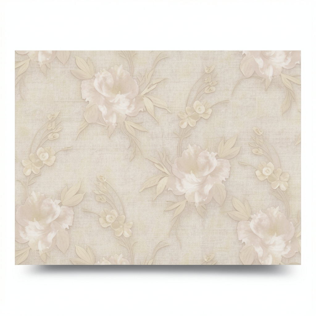 Italian Wallpaper Floral Design Beige Color, Size 10m x 0.73m, Model 81136