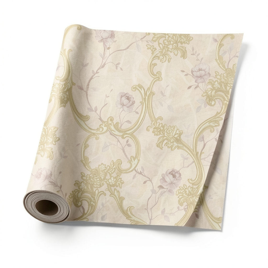 Italian Wallpaper Floral Design Beige Color, Size 10mx0.73m, Model 81155