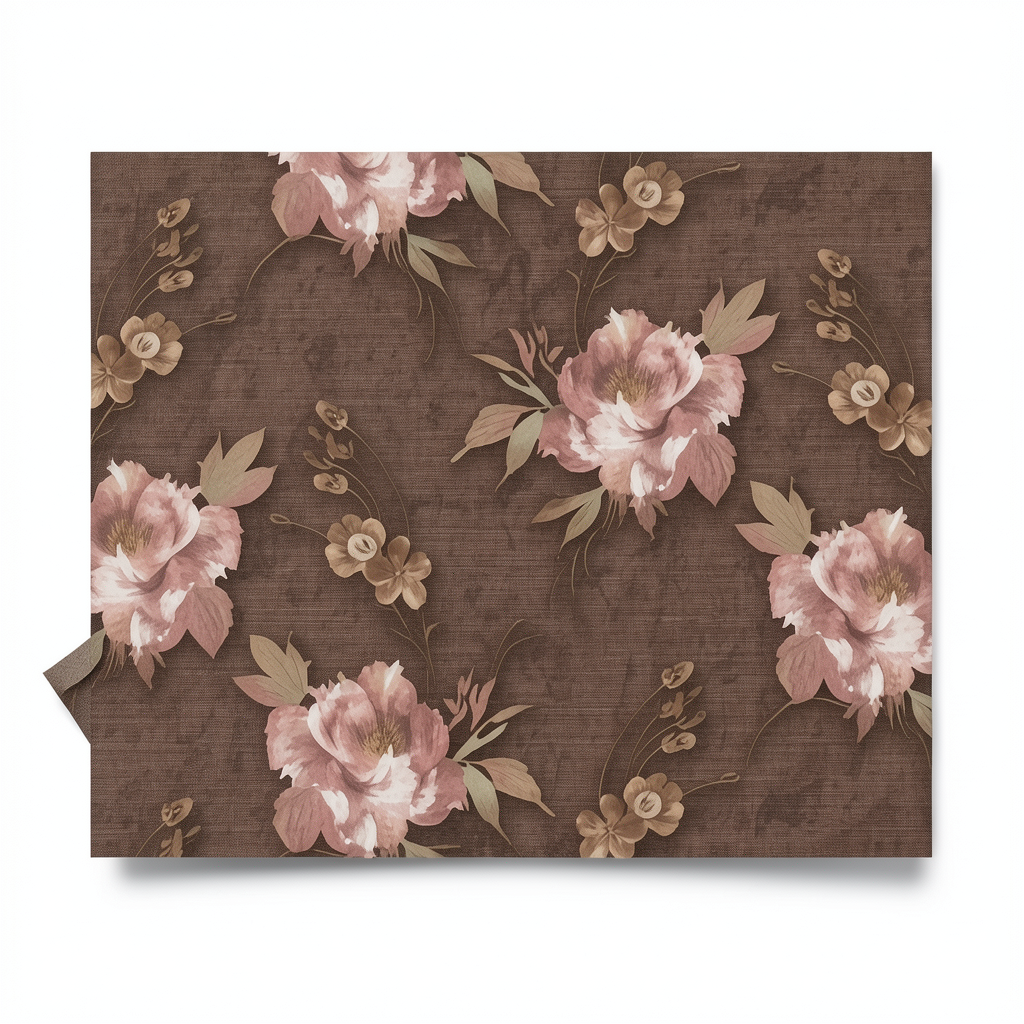 Italian Wallpaper Floral Design Brown Color, Size 10mx0.73m, Model 81133