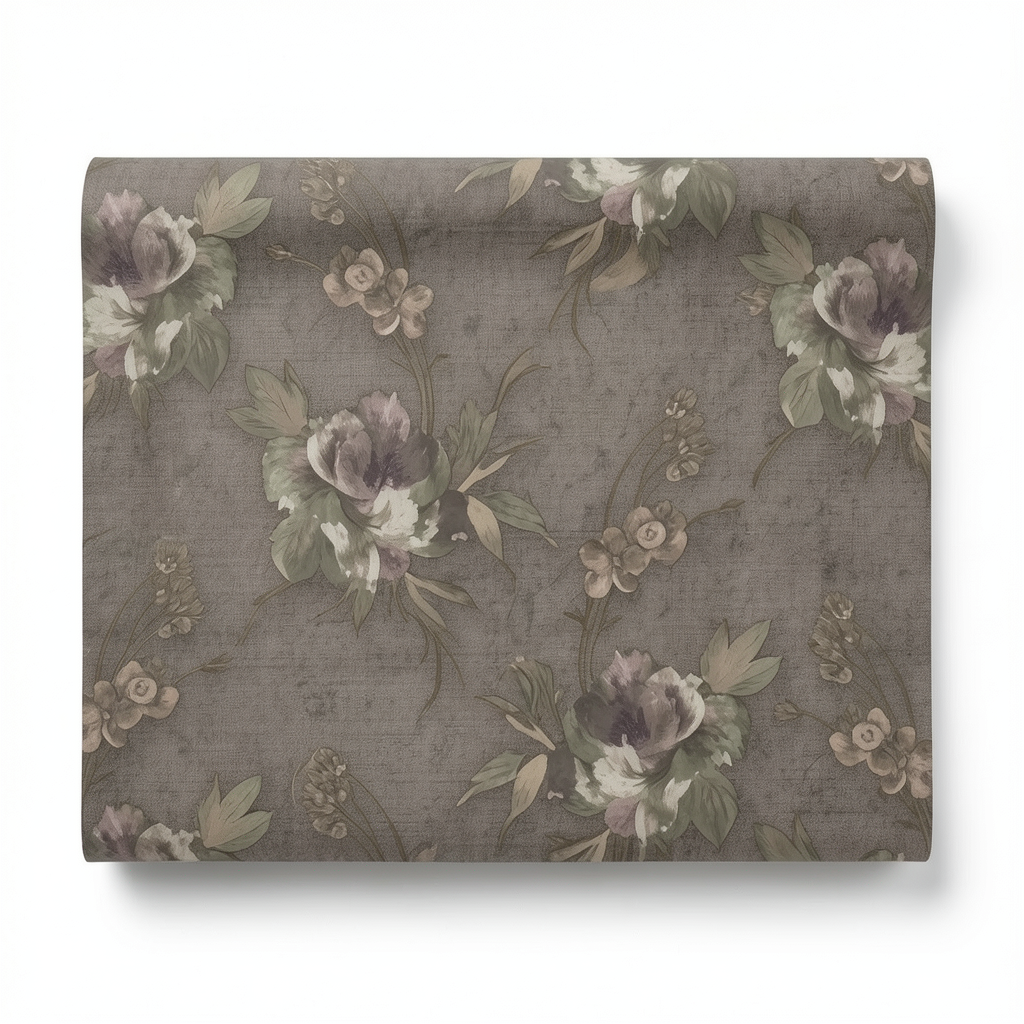 Italian Wallpaper Dark Beige Floral Design 10mx0.73m, Model 81130