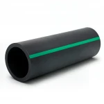 HDPE Plastic Pipe  Nominal Pressure 15.9 Bar [PE 63] OD 225 mm  SDR 7.4  Color Black with Green Stripes | Almona Factory