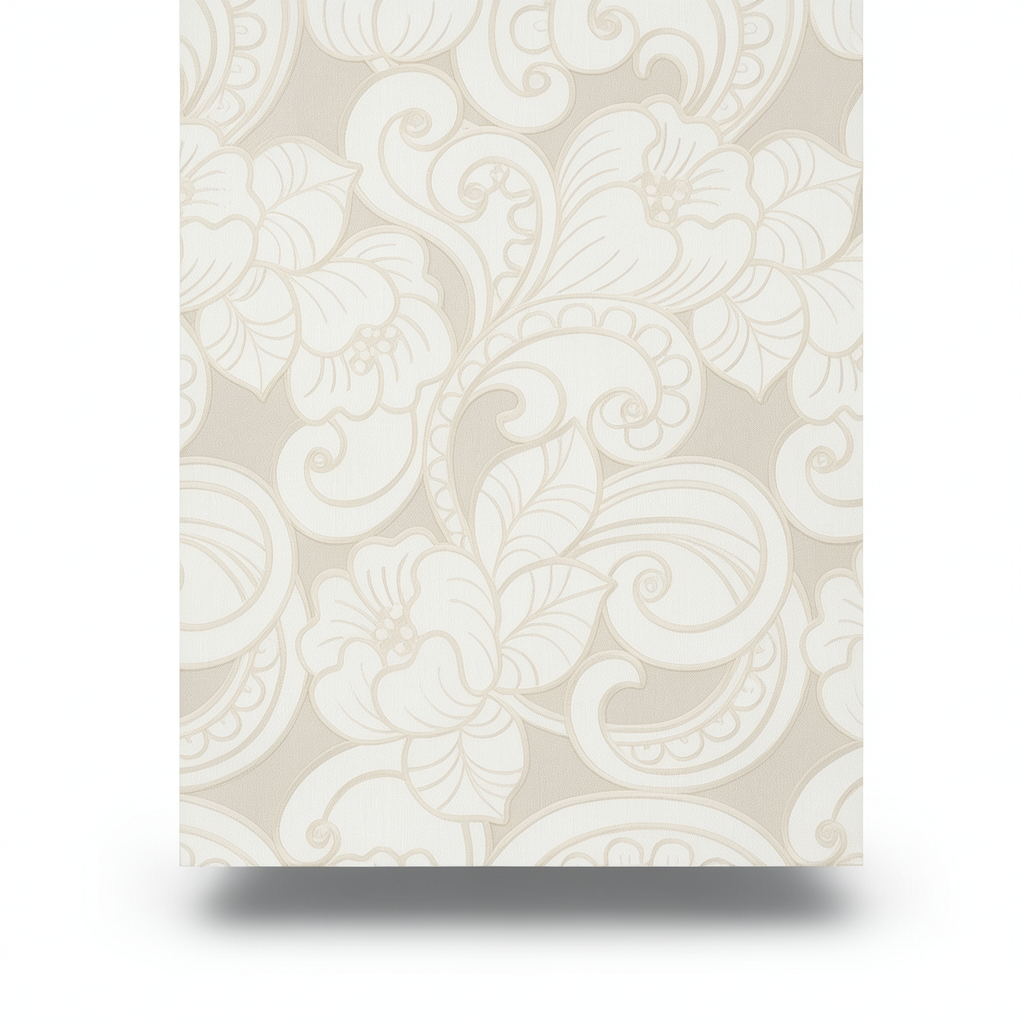Italian Wall Covering 10m x 0.73m Pale Beige Floral Design