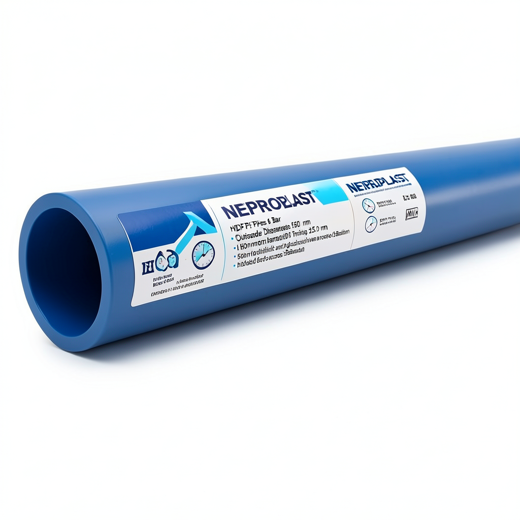 HDPE Pipes PE 80 Pressure 6 Bar Outside Diameter 560 mm Thickness 25.5 mm Blue | NEPROPLAST