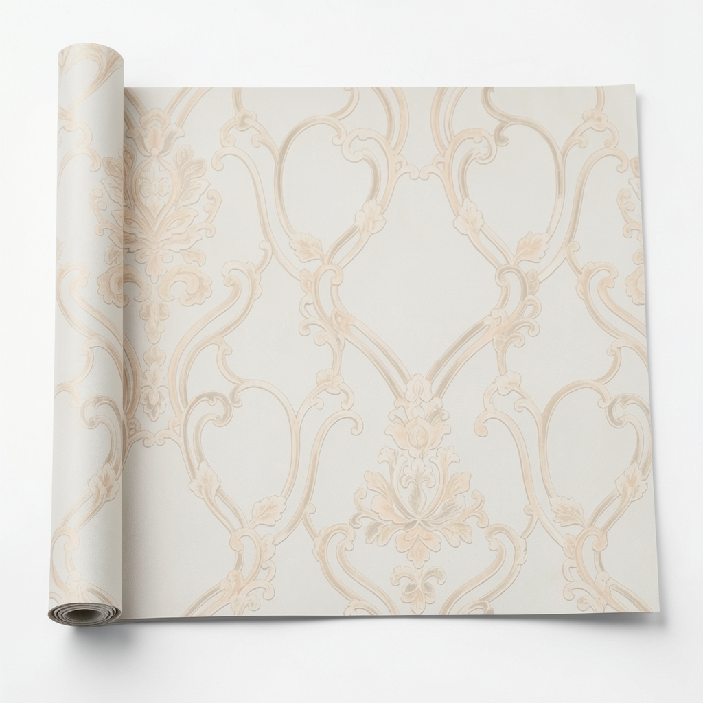 Italian Wallpaper Classic Design 10m x 1.06m, Pale Beige