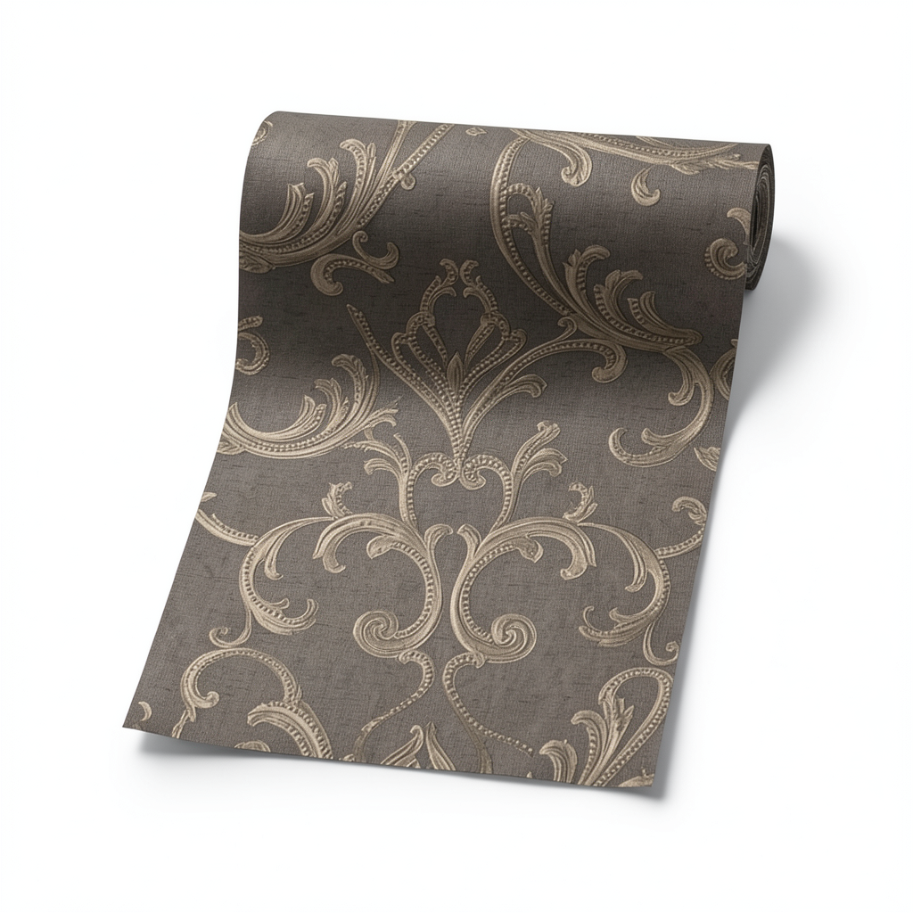 Italian Wallpaper Classic Design 10mx0.70m Dark Beige