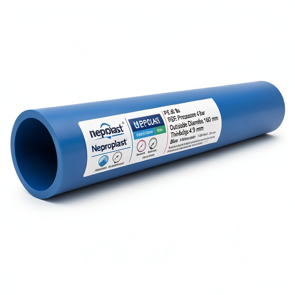 Neproplast HDPE Pipes PE 80 Pressure 4 Bar Outside Diameter 160 mm Thickness 4.9 mm Blue | NEPROPLAST