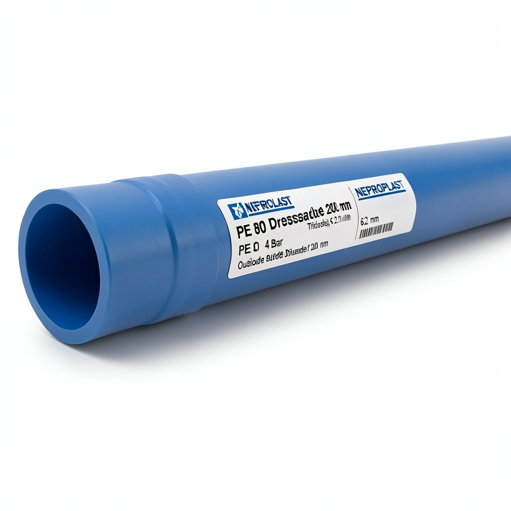 HDPE Pipes PE 80 Pressure 4 Bar Outside Diameter 200 mm Thickness 6.2 mm Blue | NEPROPLAST