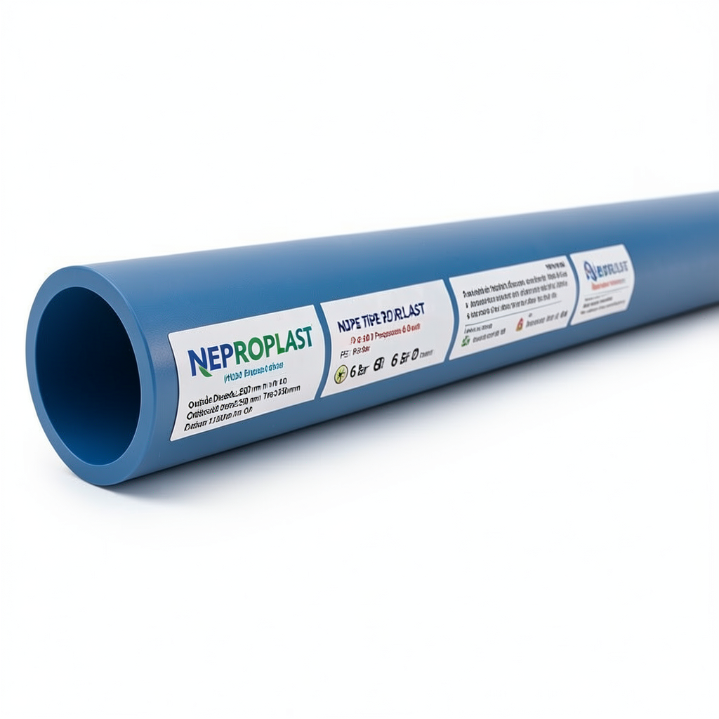 مواسير HDPE PE 80 ضغط 6 بار قطر خارجي 250 مم سمك 11.4 مم لون ازرق | نيبروبلاست