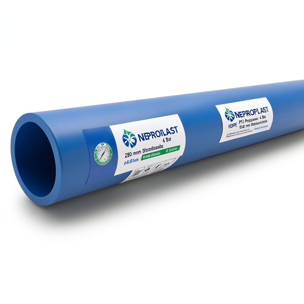 مواسير HDPE نيبروبلاست PE 80 ضغط 4 بار قطر خارجي 280 مم سمك 8.6 مم لون ازرق | نيبروبلاست