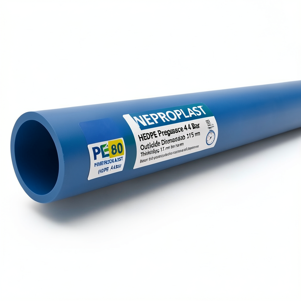 مواسير HDPE PE 80 ضغط 4 بار قطر خارجي 315 مم سمك 9.7 مم لون أزرق | نيبروبلاست