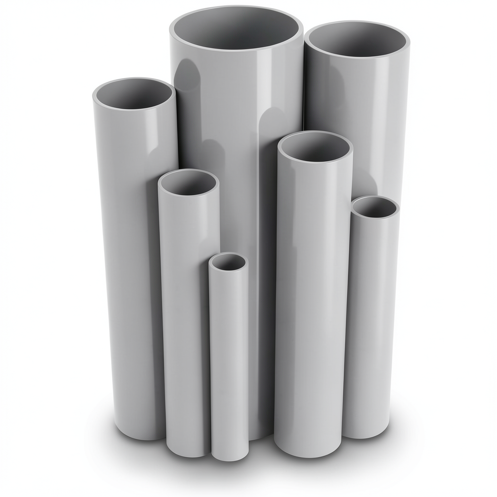 مواسير UPVC ضغط 16/20 قطر خارجي 200 مم سمك 14.9 مم لون رمادي