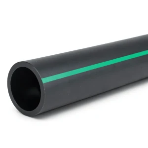 HDPE Polyethylene Pipe Nominal Pressure 4 Bar PE 80 OD 200 mm SDR 33 Black with Green Stripes