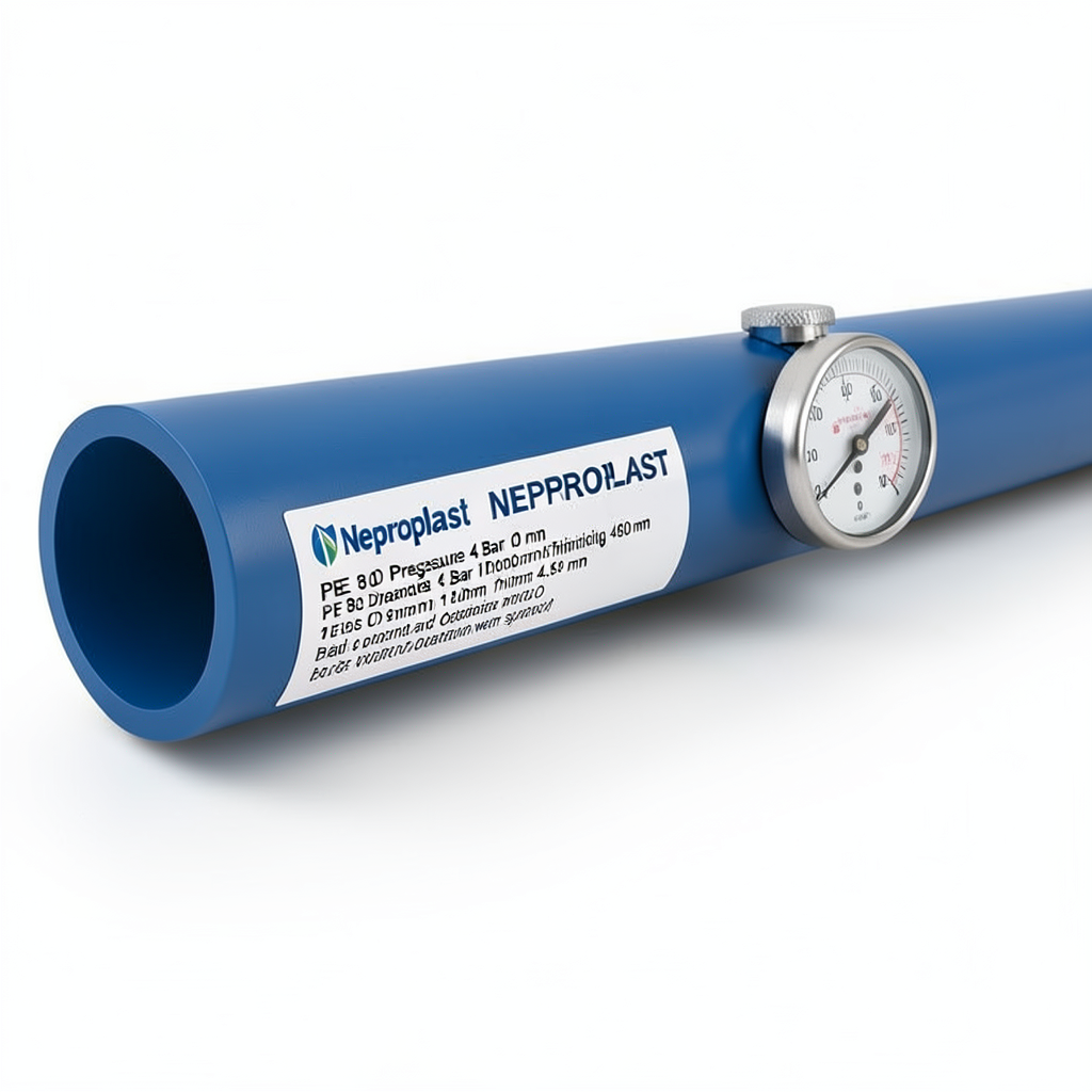 مواسير HDPE نيبروبلاست PE 80 ضغط 4 بار قطر خارجي 160 مم سمك 4.9 مم لون ازرق | نيبروبلاست
