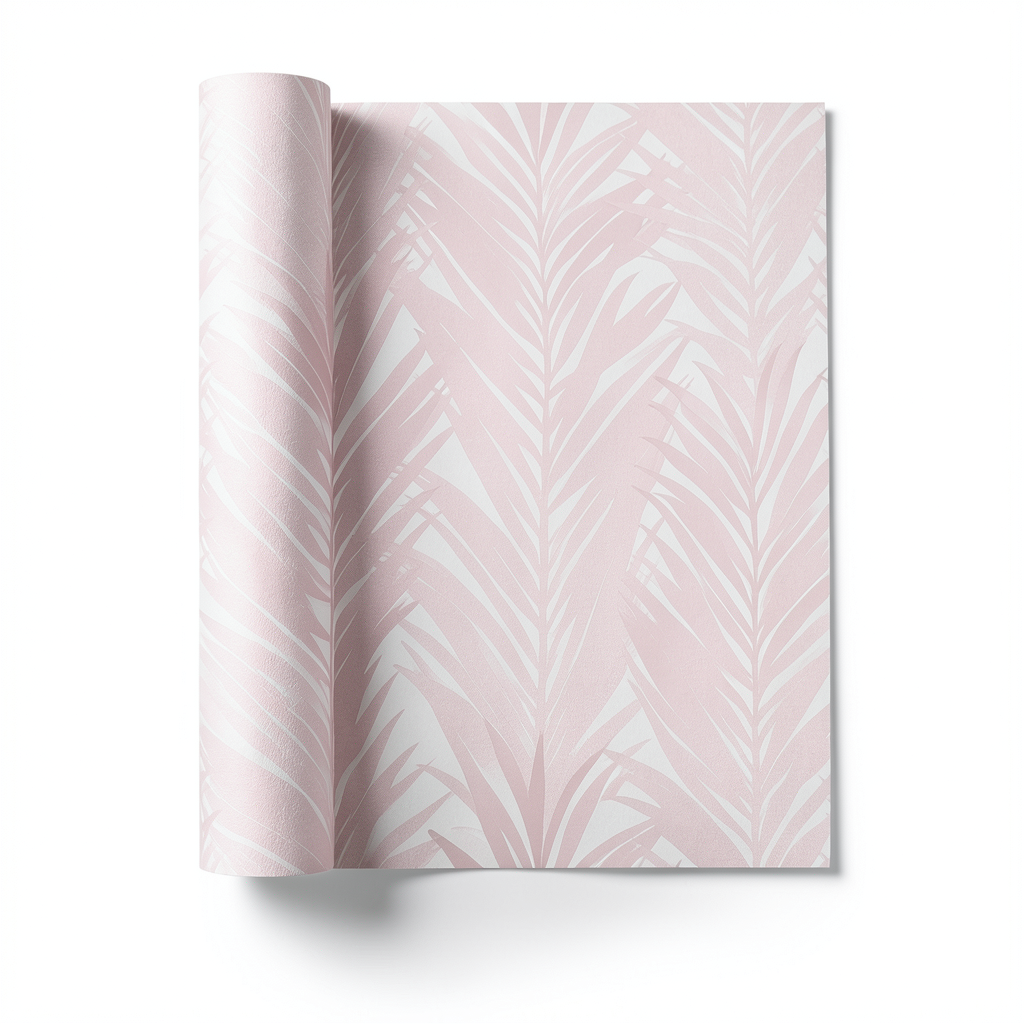 Leaf Patterned Wallpaper 10m x 0.53m Pink, Model 10031-05