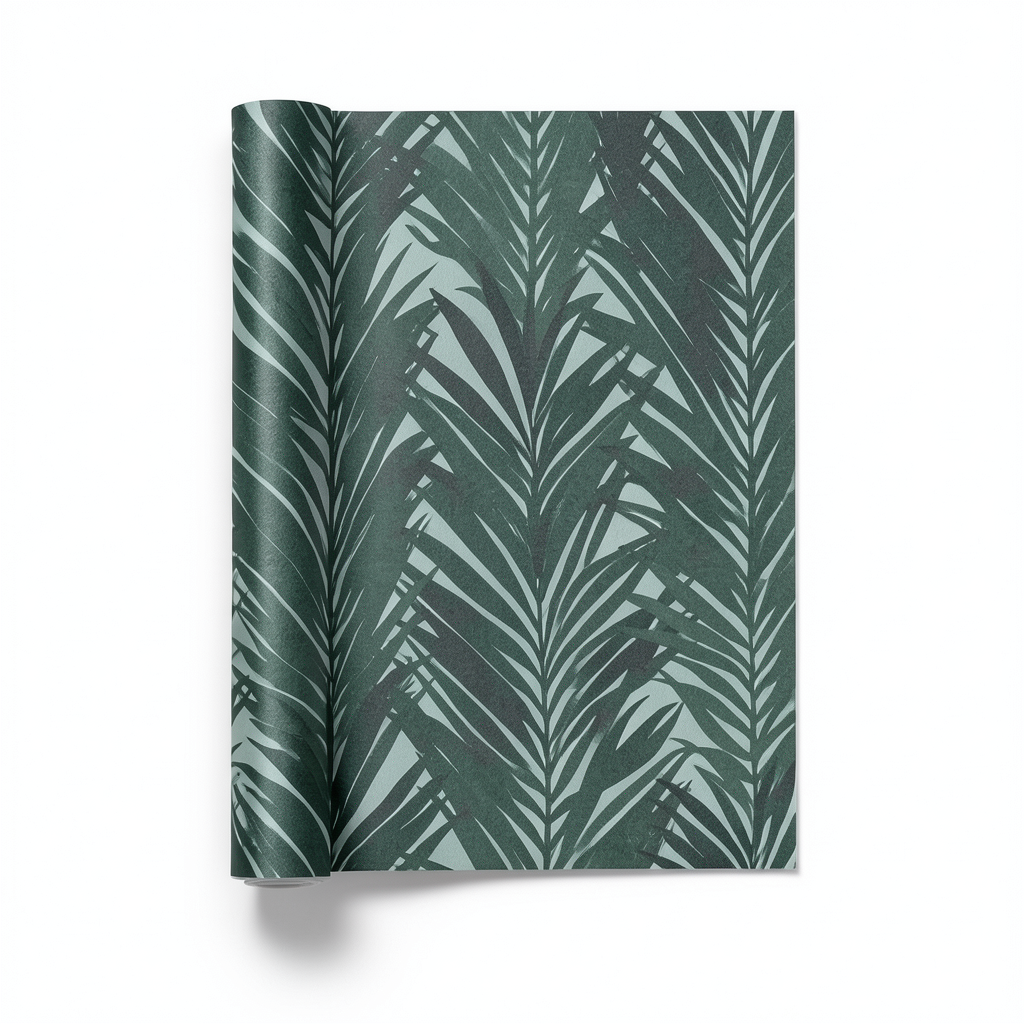 Leaf Patterned Wallpaper 10m x 0.53m Dark Green, Model 10031-07