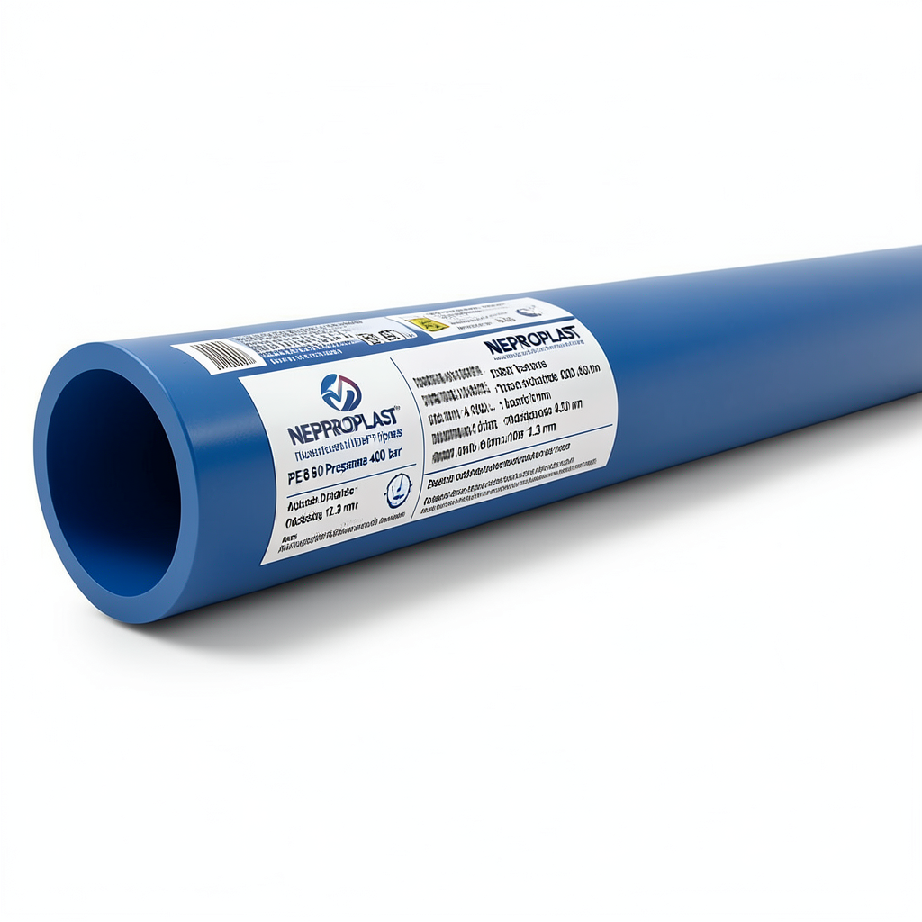 Neproplast HDPE Pipes PE 80 Pressure 4 Bar Outside Diameter 400 mm Thickness 12.3 mm Blue | NEPROPLAST