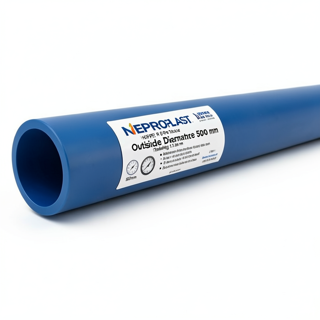 مواسير HDPE PE 80 ضغط 4 بار قطر خارجي 500 مم سمك 15.3 مم لون ازرق | نيبروبلاست