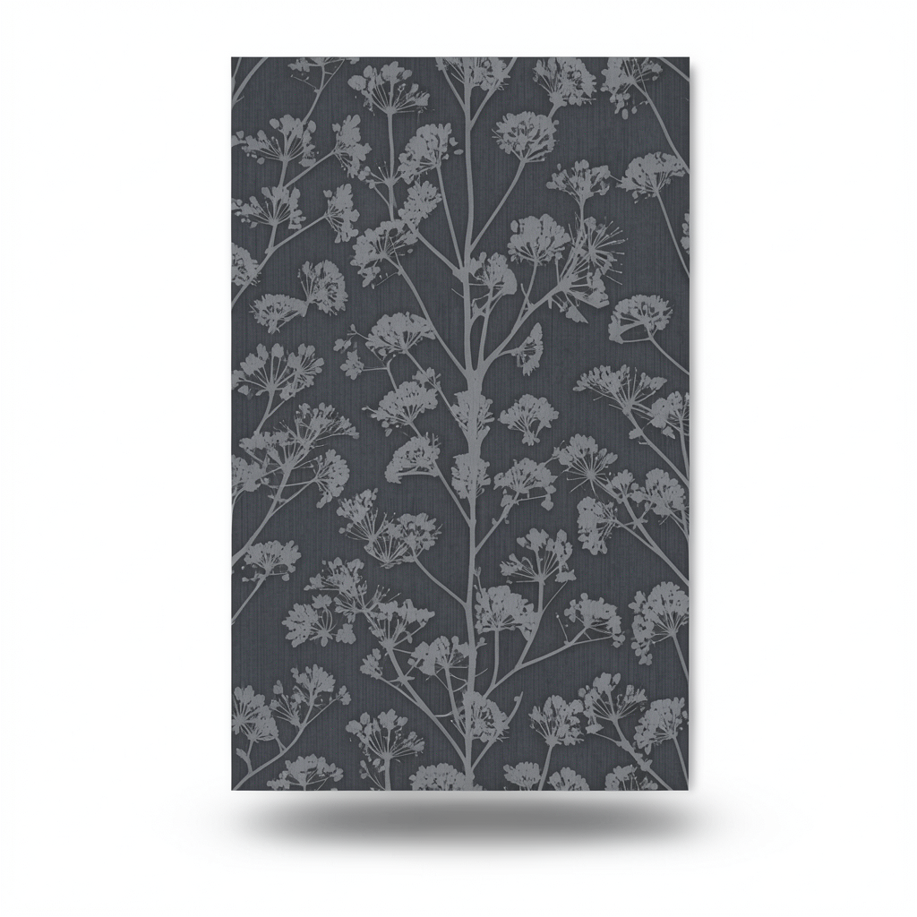 Floral Wall Decoration 10m x 0.53m Dark Gray Model 10029-15