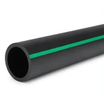 مواسير HDPE ضغط 4 بار PE 80 قطر خارجي 200 مم SDR 33 لون أسود مع خط أخضر