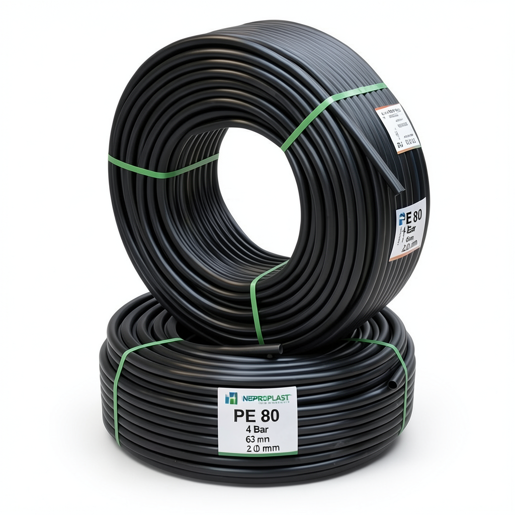 أنابيب HDPE PE 80 ضغط 4 بار قطر 63 مم سمك 2.0 مم لون أسود | نيبروبلاست