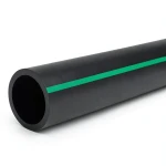 أنابيب HDPE ضغط 4 بار PE 80 قطر خارجي 225 مم SDR 33 أسود مع خطوط خضراء