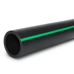 أنابيب بلاستيك HDPE ضغط 4 بار [PE 80] قطر خارجي 355 مم SDR 33 لون أسود مع خط أخضر