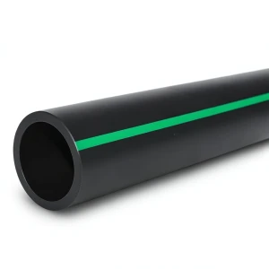 HDPE Polyethylene Pipe Nominal Pressure 4 Bar PE 80 Outside Diameter 355 mm SDR 33 Black with Green Stripes