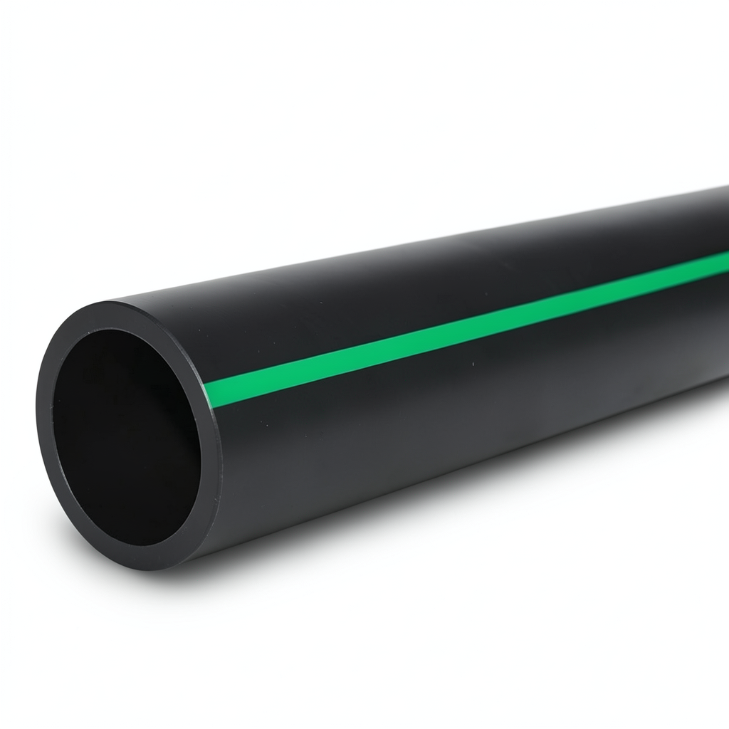 أنابيب بلاستيك HDPE ضغط 4 بار [PE 80] قطر خارجي 355 مم SDR 33 لون أسود مع خط أخضر