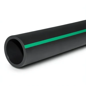 أنابيب HDPE بولي ايثيلين ضغط اسمي 4 بار PE 80، قطر خارجي 560 مم SDR 33 أسود مع خطوط خضراء