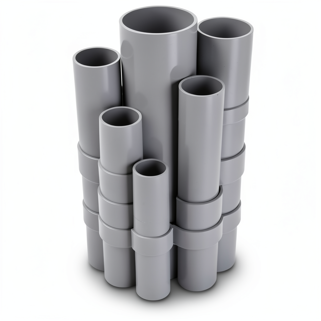 مواسير UPVC ضغط 10/20 بار قطر خارجي 90 مم سمك 4.3 مم لون رمادي