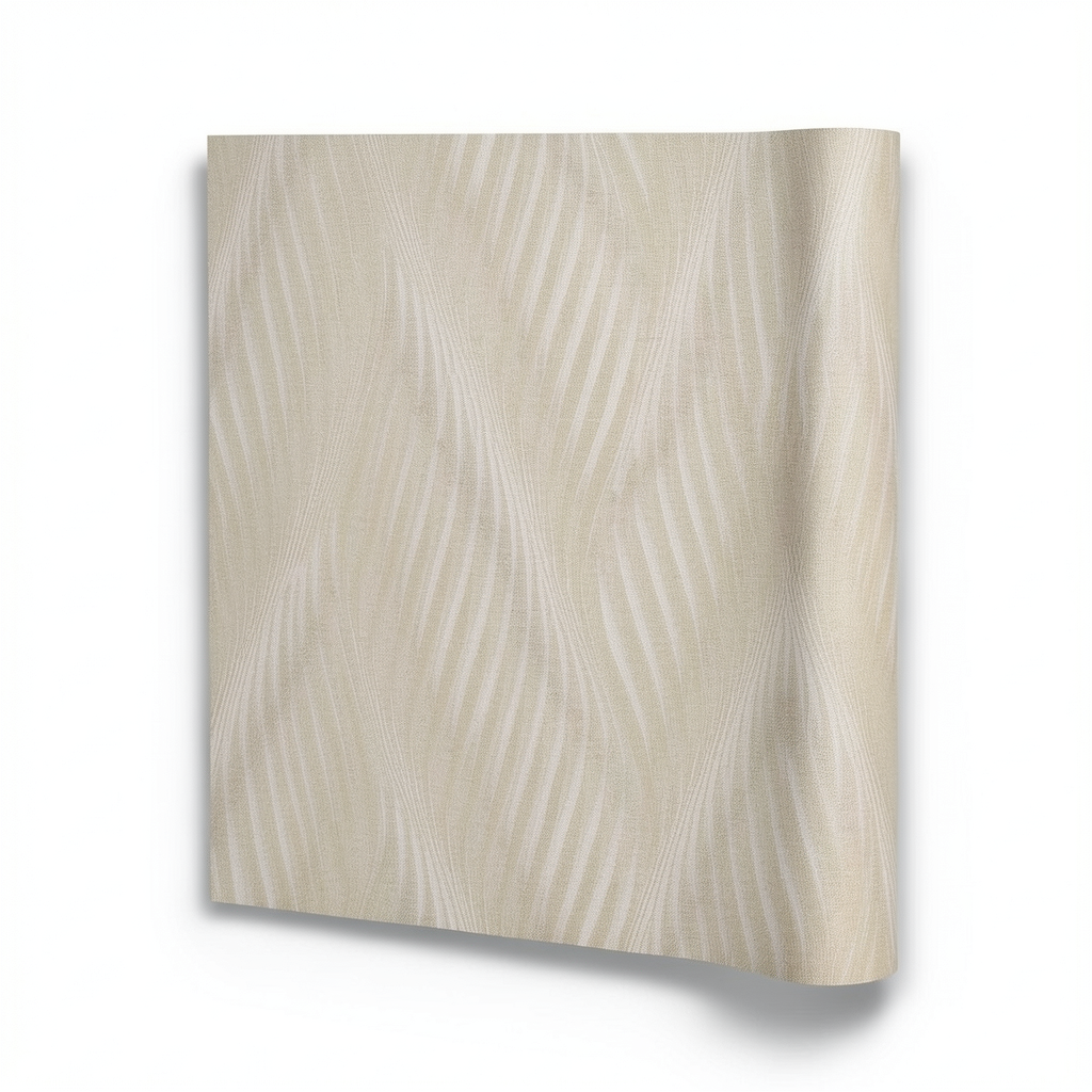 Italian Wall Decoration Wavy Wallpaper 10m x 0.53m Beige