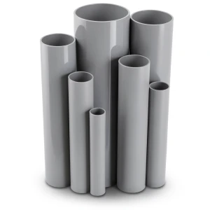 مواسير UPVC ضغط اسمي 6/20 بار قطر خارجي 140 مم سمك 4.1 مم لون رمادي