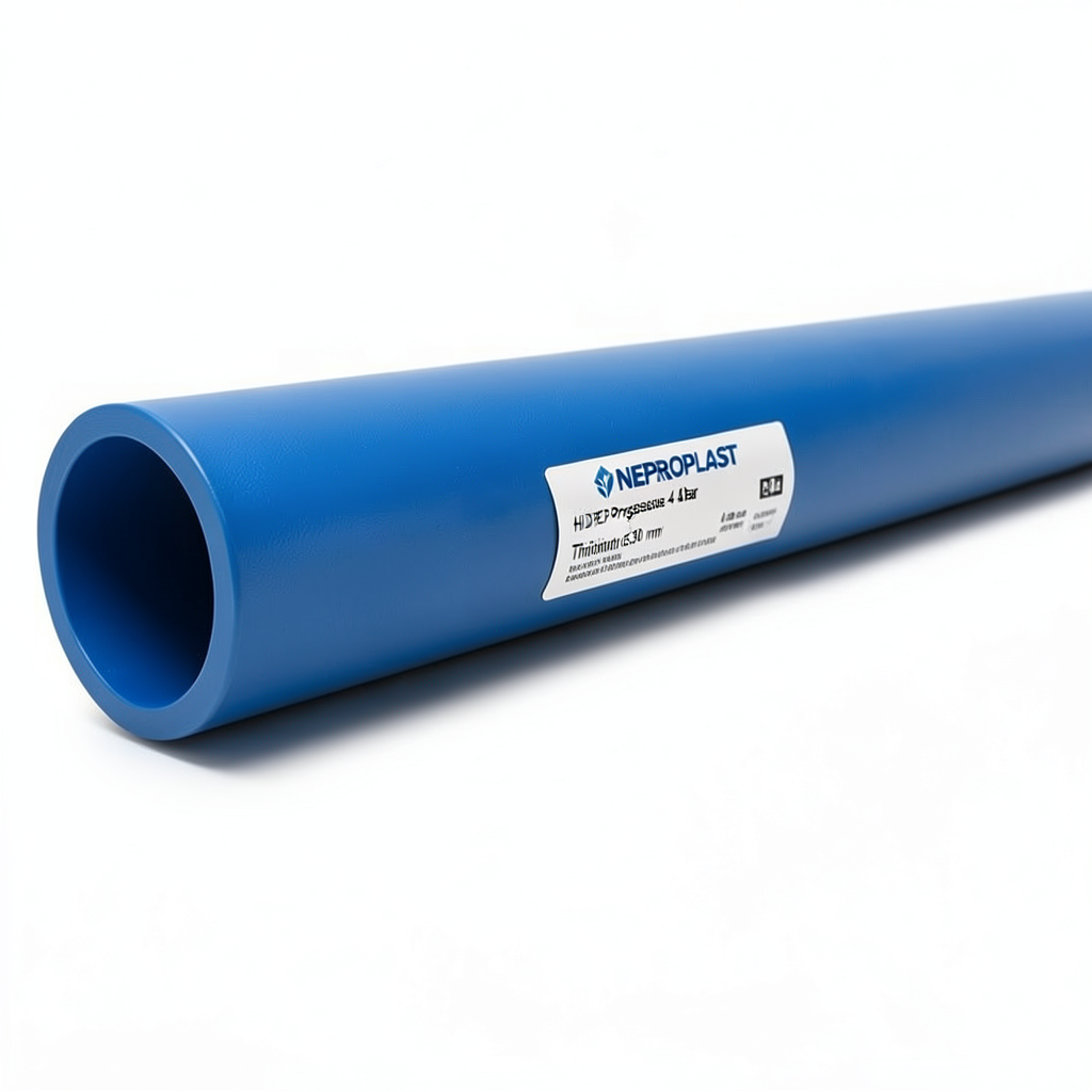 مواسير HDPE PE 80 ضغط 4 بار قطر خارجي 630 مم سمك 19.3 مم لون ازرق | نيبروبلاست