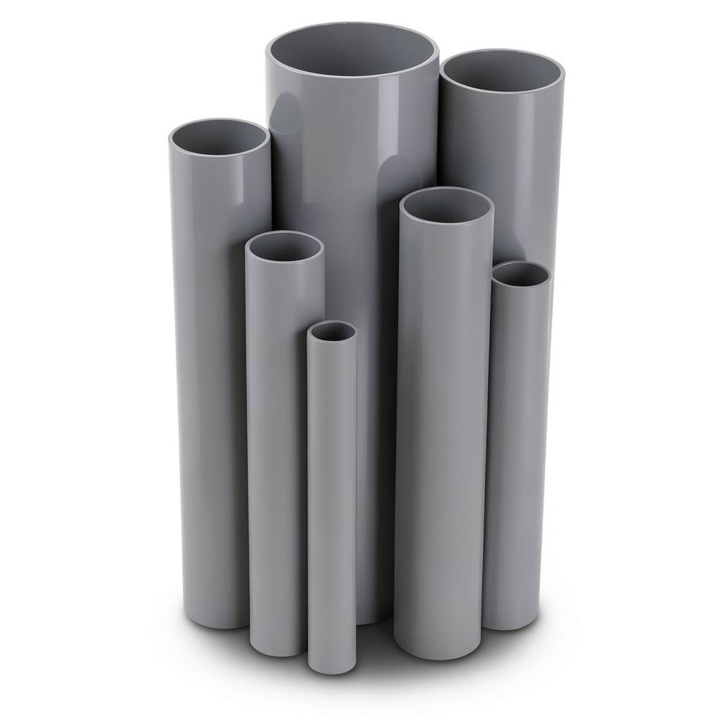 مواسير UPVC ضغط اسمي 16/20 بار قطر خارجي 160 مم سمك 11.9 مم لون رمادي
