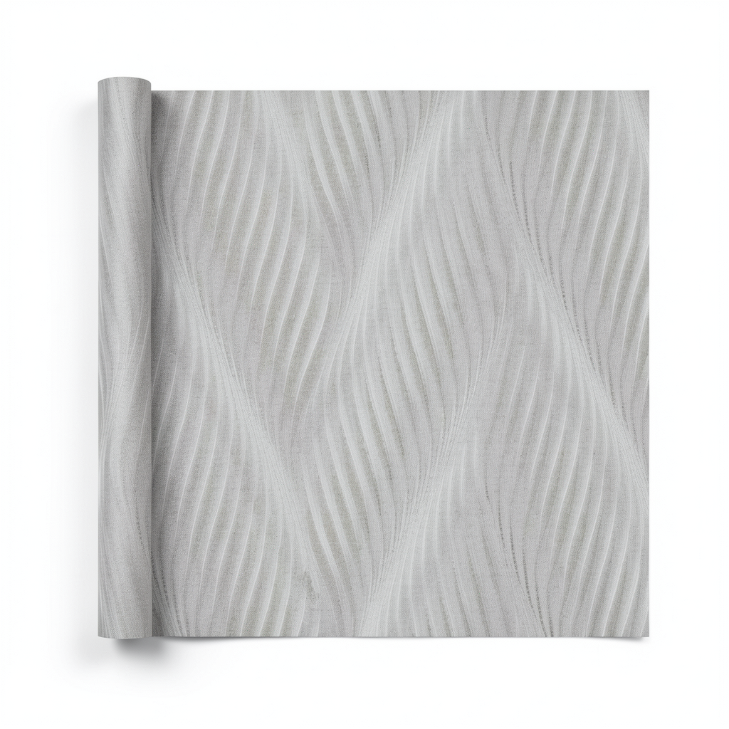 Italian Wavy Wallpaper 10m x 0.53m Grey, Model 41215