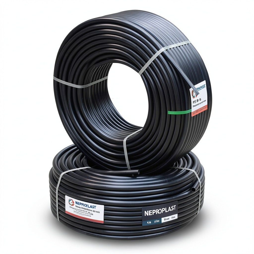 HDPE Pipes PE 80 Pressure 4 Bar Outside Diameter 50 mm Thickness 1.8 mm Black | NEPROPLAST