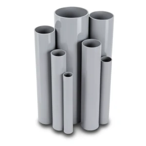 مواسير UPVC ضغط 10/20 بار قطر خارجي 200 مم سمك 9.6 مم لون رمادي