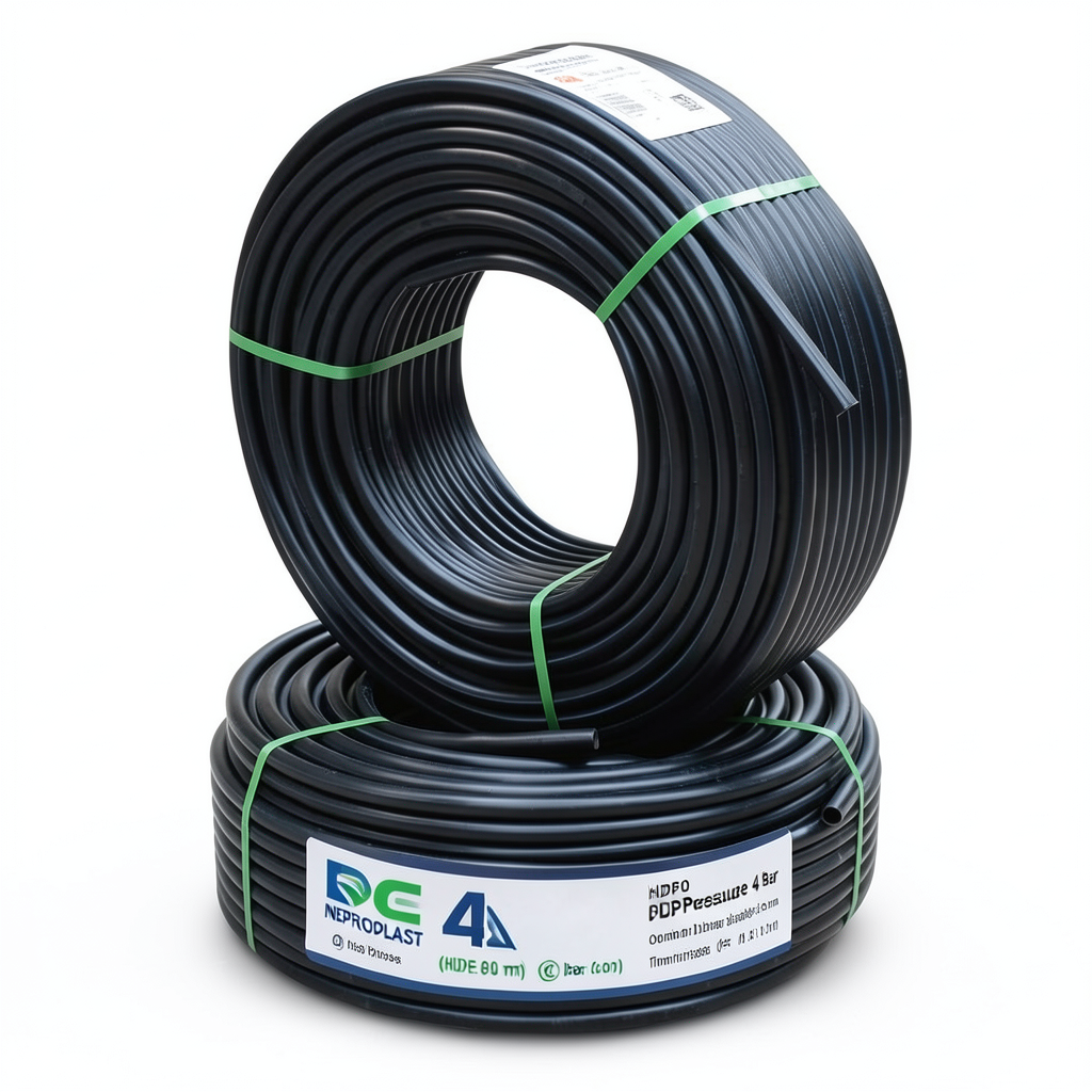 أنابيب HDPE PE 80 ضغط 4 بار قطر خارجي 90 مم سمك 2.8 مم لون اسود | نيبروبلاست