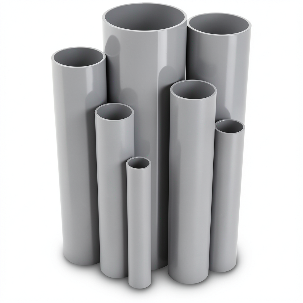 مواسير UPVC ضغط 10/20 بار قطر خارجي 110 مم سمك 5.3 مم لون رمادي