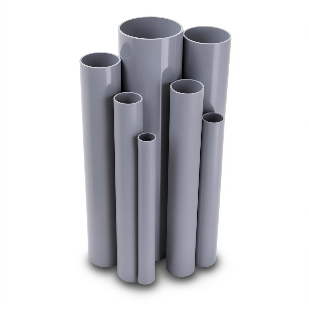 مواسير UPVC ضغط اسمي 10/20 بار قطر خارجي 140 مم سمك 6.7 مم لون رمادي