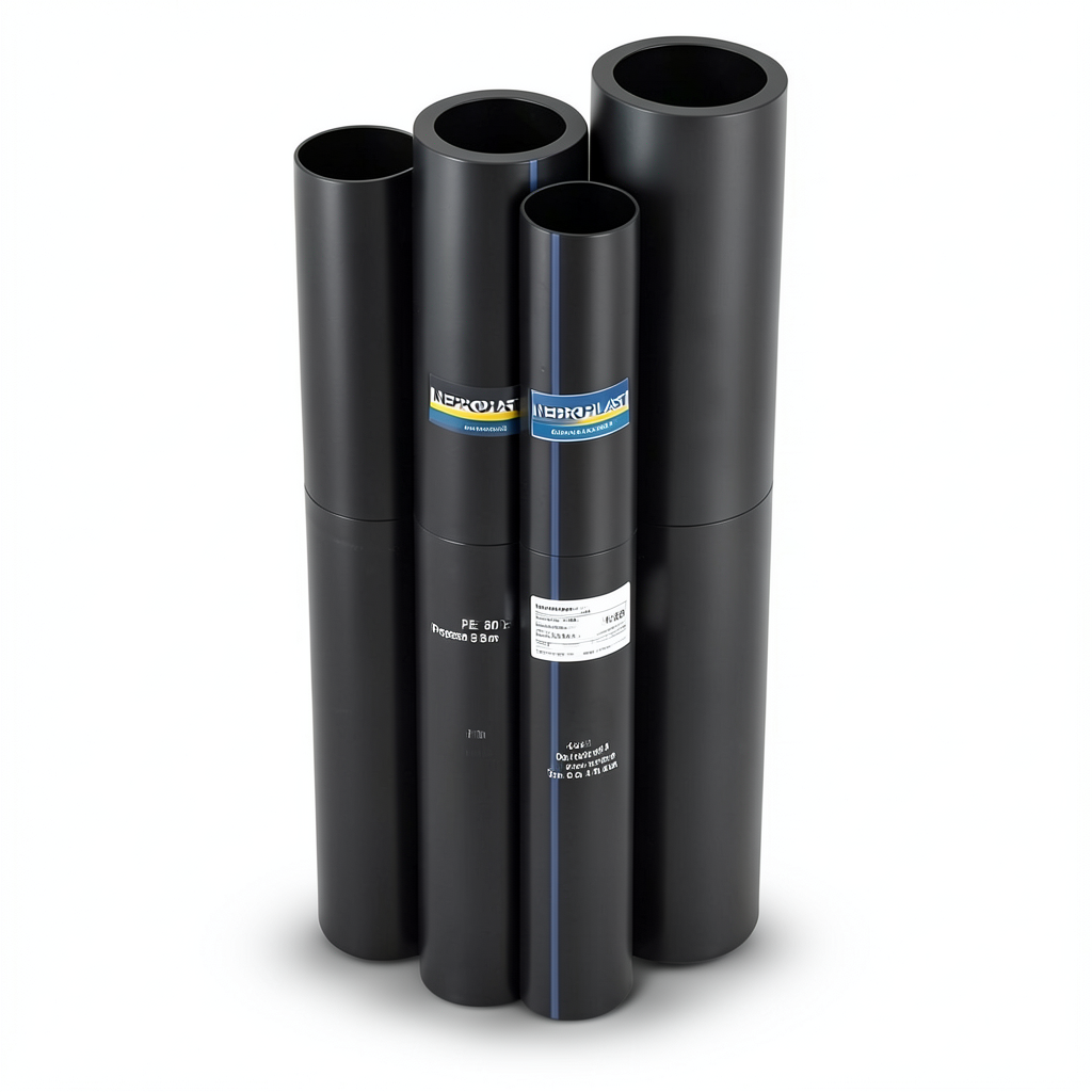 مواسير HDPE PE 80 ضغط 4 بار قطر خارجي 450 مم سمك 13.8 مم لون اسود | نيبروبلاست