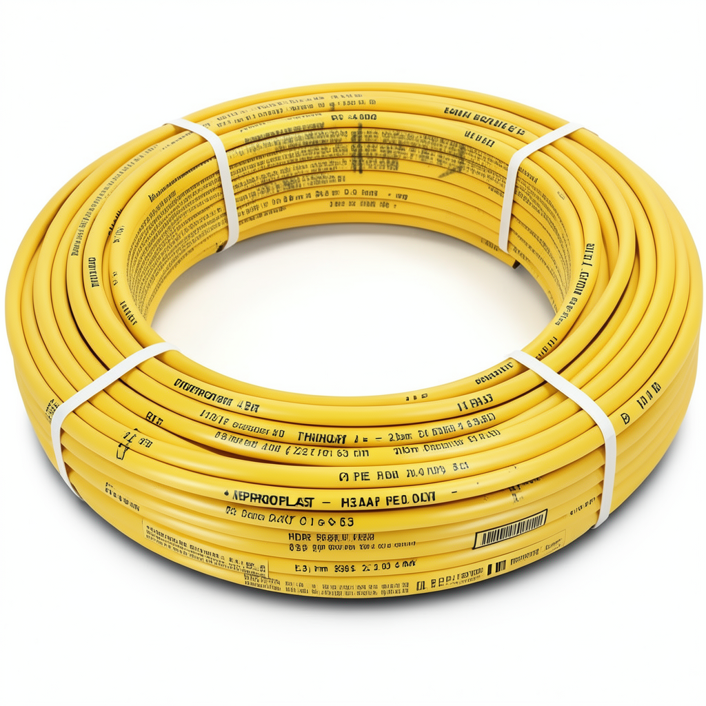 أنابيب HDPE PE 80 ضغط 4 بار قطر خارجي 63 مم سمك 2.0 مم لون أصفر | نيبروبلاست