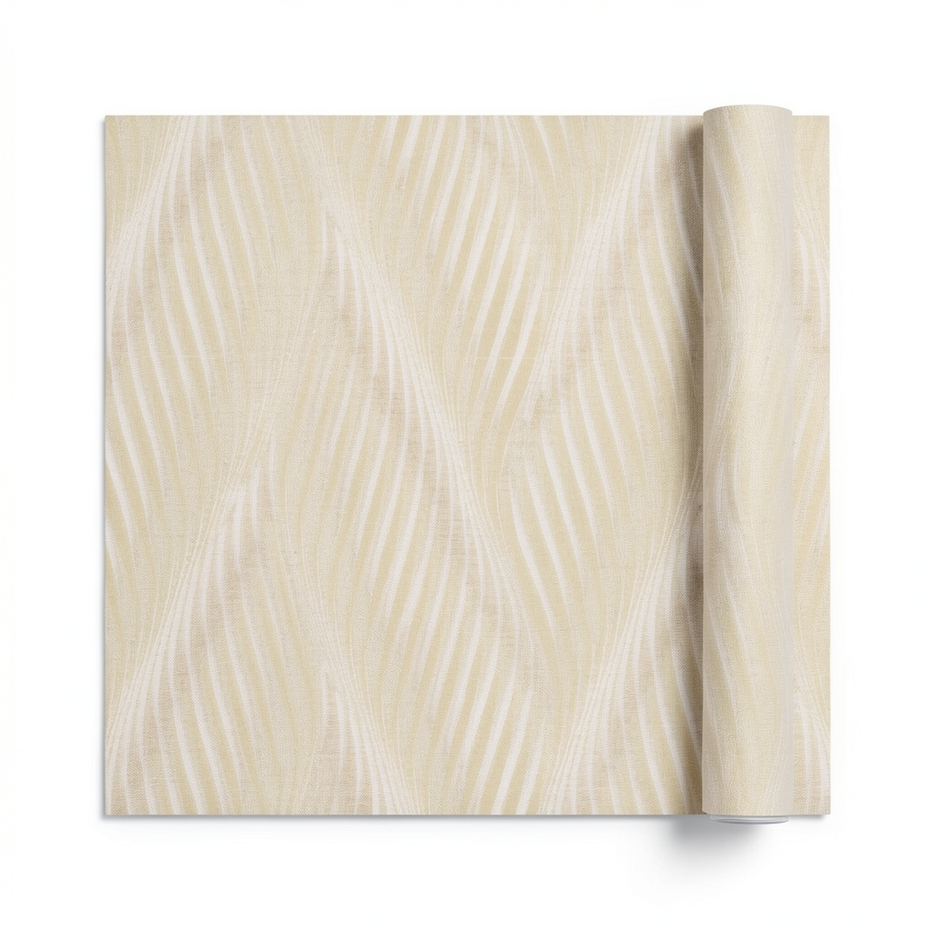 Italian Wall Decoration Wavy Wallpaper 10m x 0.53m Beige