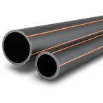 مواسير HDPE قطر خارجي 50 مم سمك 3 مم أسود مع خطوط برتقالي